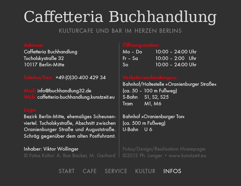 Screenshot Website Caffetteria Buchhandlung, © Philipp Langer